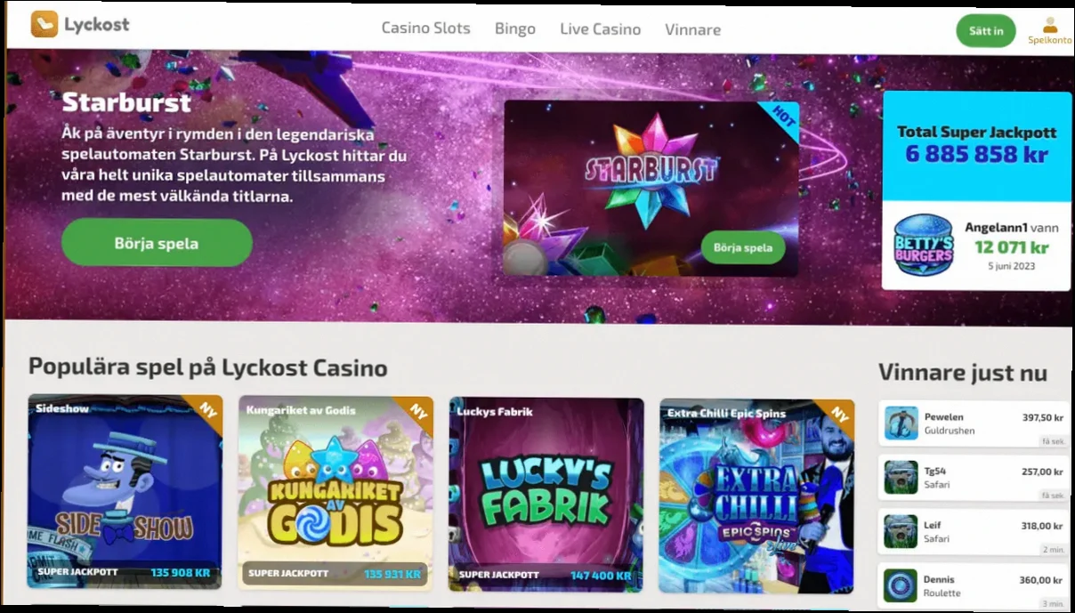 Lyckost casino med 100% upp till 1000 SEK + 25 gratissnurr